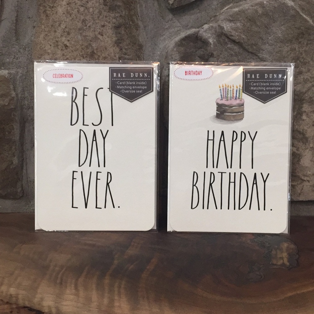 Rae Dunn BEST DAY EVER and HAPPY BIRTHDAY Cards